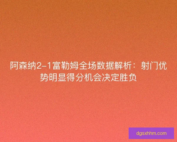 阿森纳2-1富勒姆全场数据解析：射门优势明显得分机会决定胜负