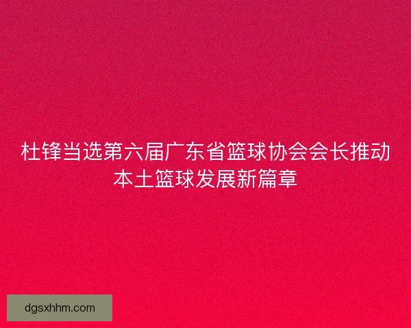 杜锋当选第六届广东省篮球协会会长推动本土篮球发展新篇章