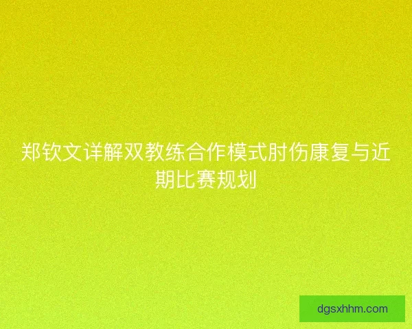 郑钦文详解双教练合作模式肘伤康复与近期比赛规划