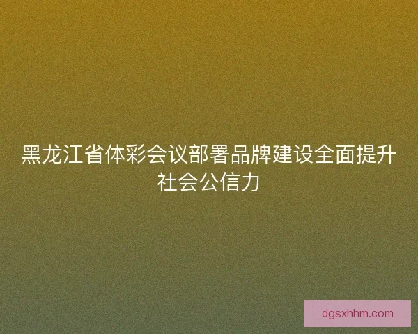 黑龙江省体彩会议部署品牌建设全面提升社会公信力 黑龙江省体彩会议部署品牌建设全面提升社会公信力